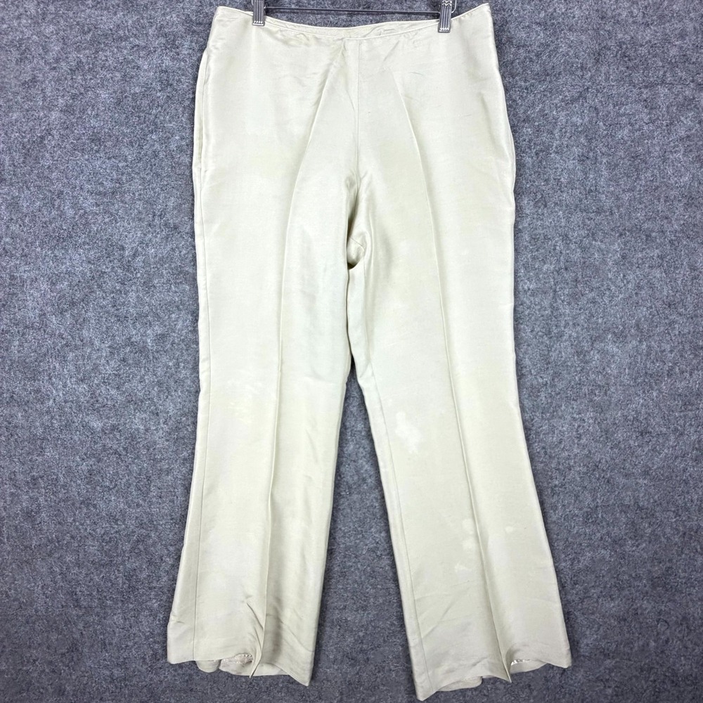 John Paul Richard Uniform Dress Pants Womens 14 Beige Silk Office Chic Straight